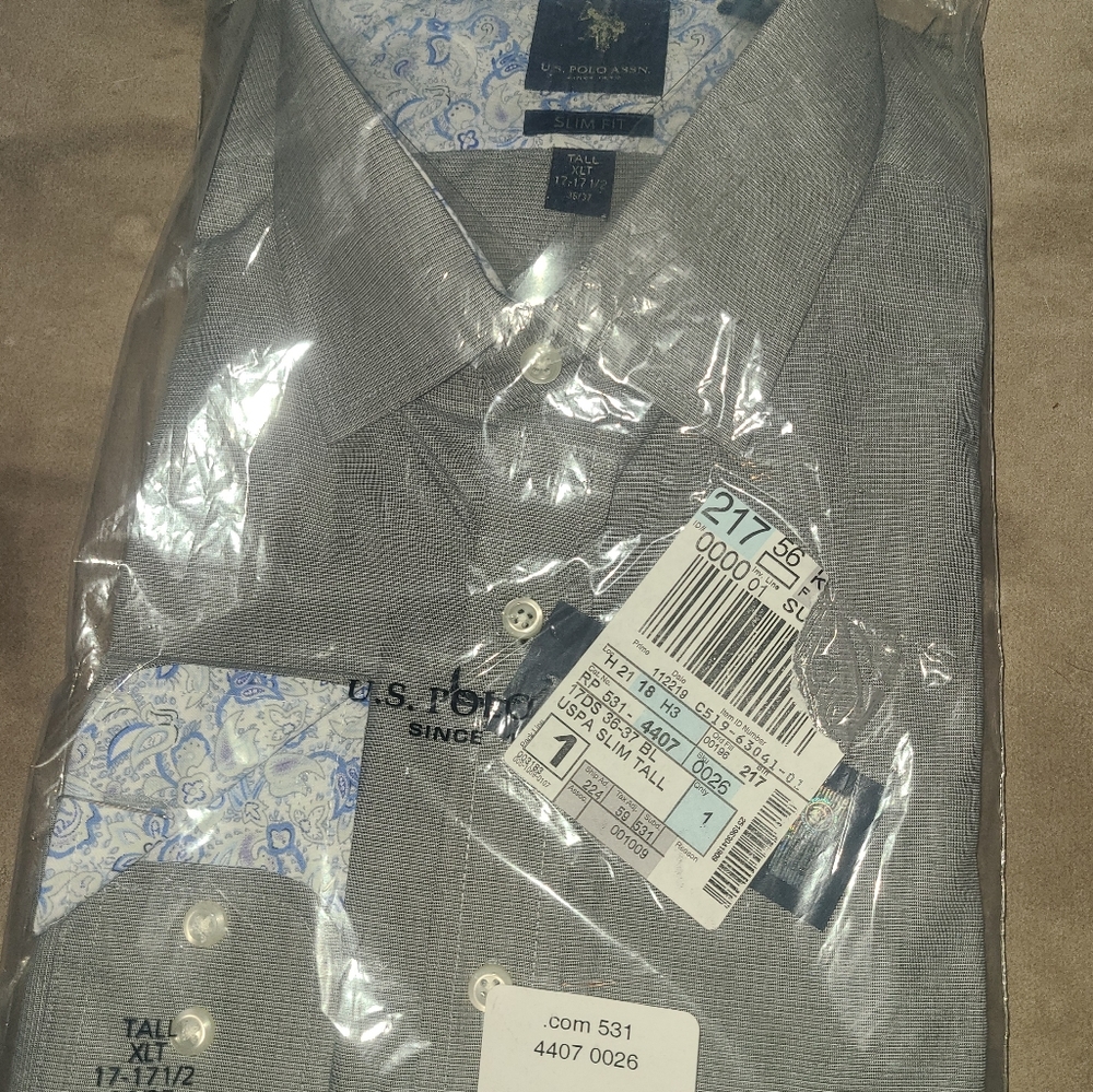 U.S Polo slim fit tall dress shirt easy care